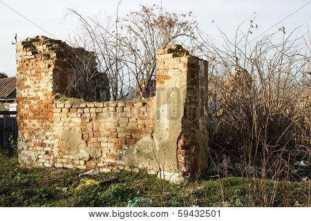 Wall Of The Destroyed Warehouse
