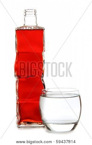 Glass and spilled red wine