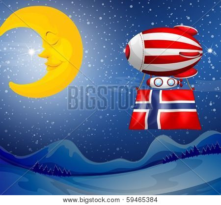 Illustration of a floating balloon with the flag of Norway