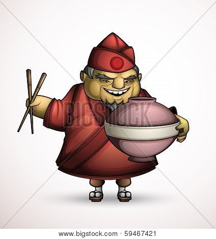 Japanese chef with a signature dishes