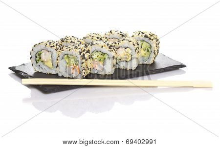 Sushi Roll Isolated On White Background