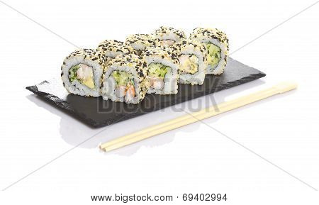 Sushi Roll Isolated On White Background