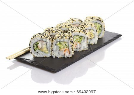 Sushi Roll Isolated On White Background