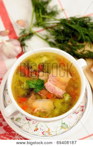 Italian Soup With Vegetables And Bacon