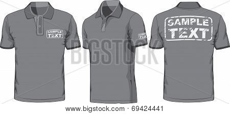 Front, back and side views of polo-shirt. Vector