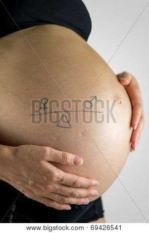 Bare pregnant belly