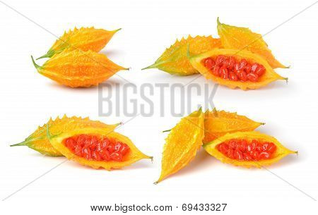 Yellow Bittermelon Isolated On White Background