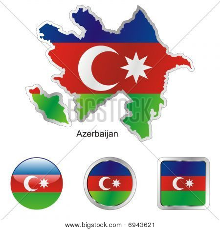 Bandeira de Azerbajan na forma de botões do mapa e internet