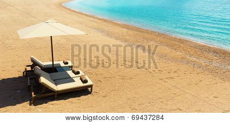 Canvas chairs on the beach