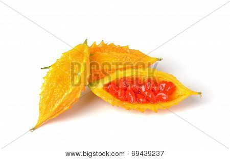 Yellow Bittermelon Isolated On White Background