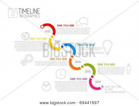 Vector Infographic diagonal timeline report template with icons