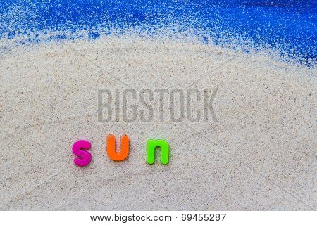 Word Sun Laid Sand Blue Board