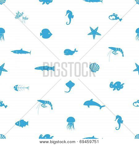 Fish And Sea Life Icons Seamless Pattern Eps10