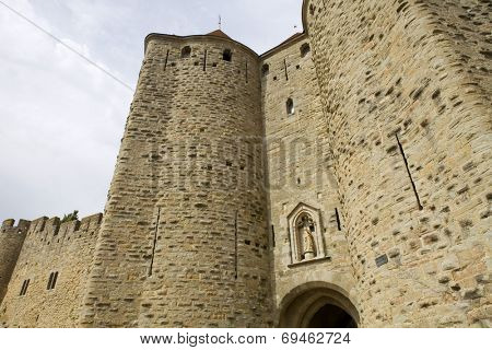 The ancient fortification of Carcassone in southern France