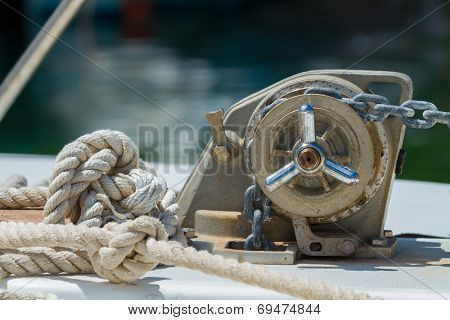 Fishing boat close up in the Harbor of Meganisi island in Lefkada Greece