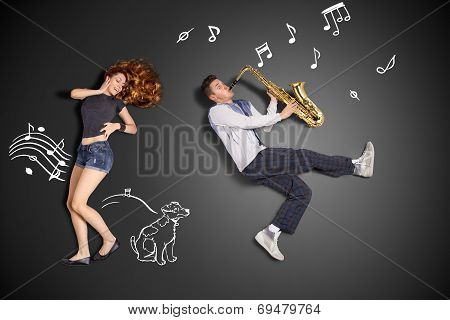 Playing The Sax For Her.