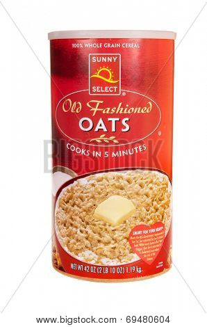 Hayward, CA - July 27, 2014: 2Lb container of Sunny Select Brand Old Fashioned Oats.
