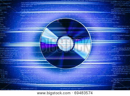 Conceptual image with CD disk and binary code