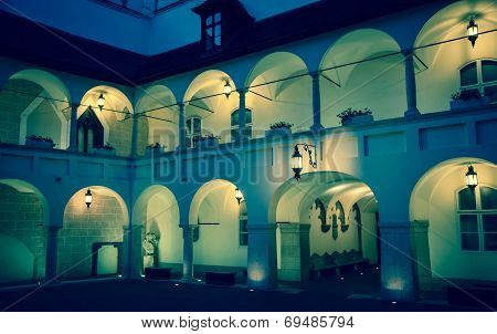 Square at old town in at city Bratislava, Slovakia