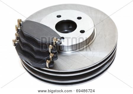 Kit Of Car Brakes And Pads Isolated On White