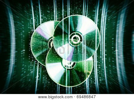 Conceptual image with CD disk and binary code