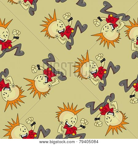 little punk running seamless pattern