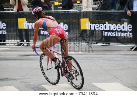 Maria Ortega Cycling In A Curve