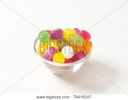 glass bowl full of fruit candies