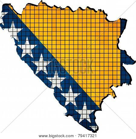 Bosnia and Herzegovina map with flag inside