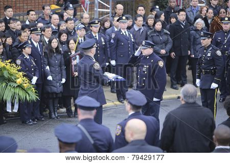 Folding NYPD flag