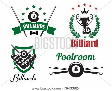 Billiards And Poolroom Logo And Emblems