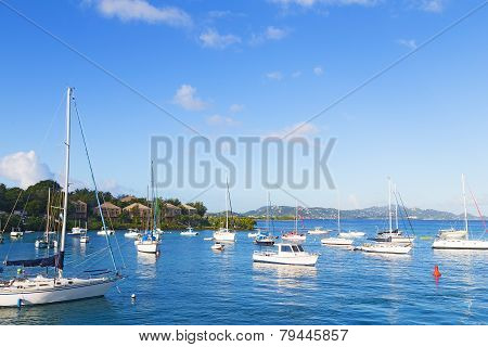Yachts near the pier at St John Island US VI.