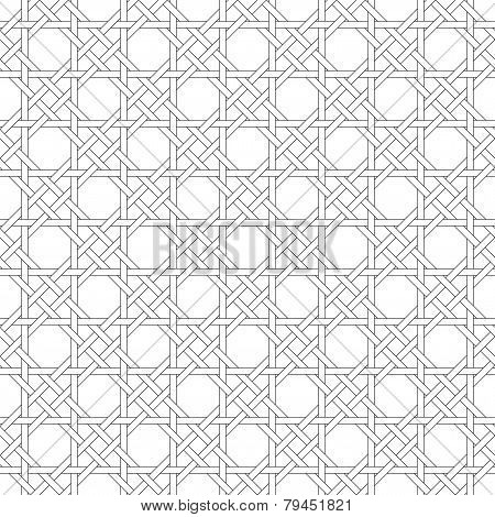 Black And White Geometric Seamless Pattern With Weave Style.