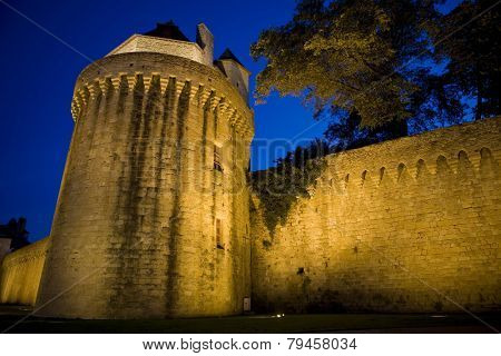 the historic city of Vannes at nigth, in Brittany, France