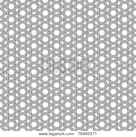Black And White Geometric Seamless Pattern With Weave Style.