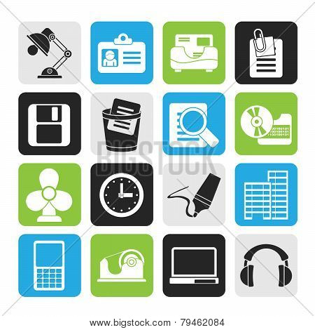 Silhouette Office and business icons