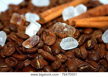 Coffee beans and cane sugar