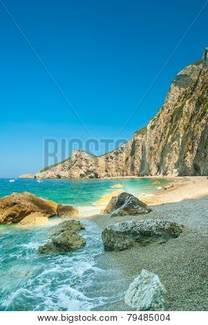 Paradise Beach Near Liapades, Western Of Corfu Island, Greece