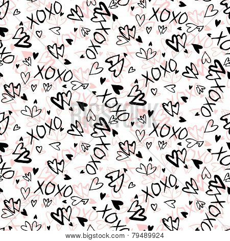 Pattern with hand painted hearts
