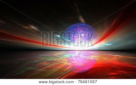 Shining fantastic horizon to the other planet