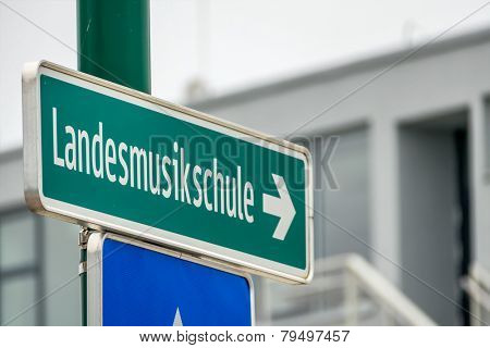 landesmusikschule signs, symbol of education, culture, musicality, factional dispute