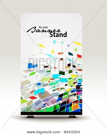 een rolup-display met stand spandoekontwerp sjabloon
