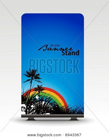 een rolup-display met stand spandoekontwerp sjabloon