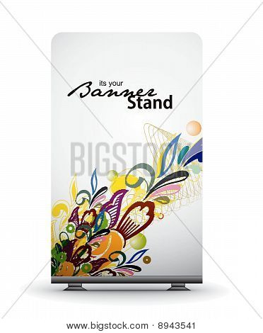 een rolup-display met stand spandoekontwerp sjabloon