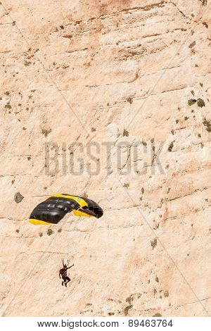 Base Jump In Shipwreck Beach Of Zakynthos Island