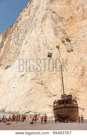 Base Jump In Shipwreck Beach Of Zakynthos Island