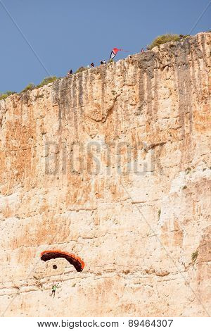 Base Jump In Shipwreck Beach Of Zakynthos Island