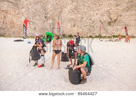 Base Jump In Shipwreck Beach Of Zakynthos Island