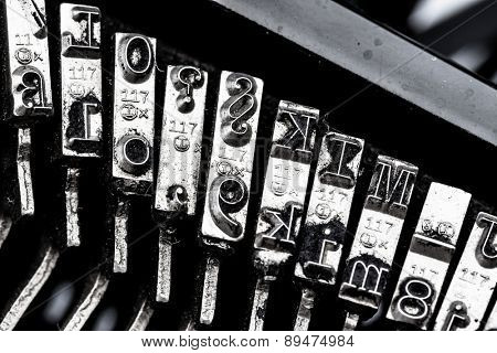 types and character of an old typewriter. symbolic photo for communication in former times