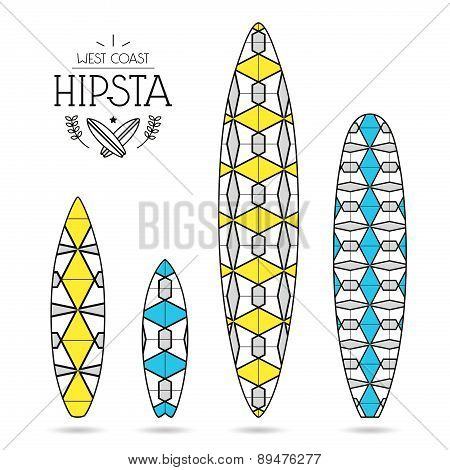 Hipster Print For Surfboards